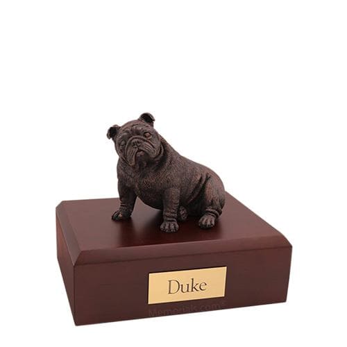Bulldog Bronze Sitting Small Dog Urn