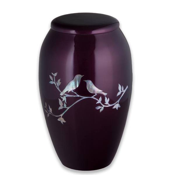 Burgundy Birds Cremation Urn