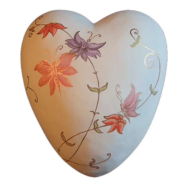 Butterflies Ceramic Heart Urns