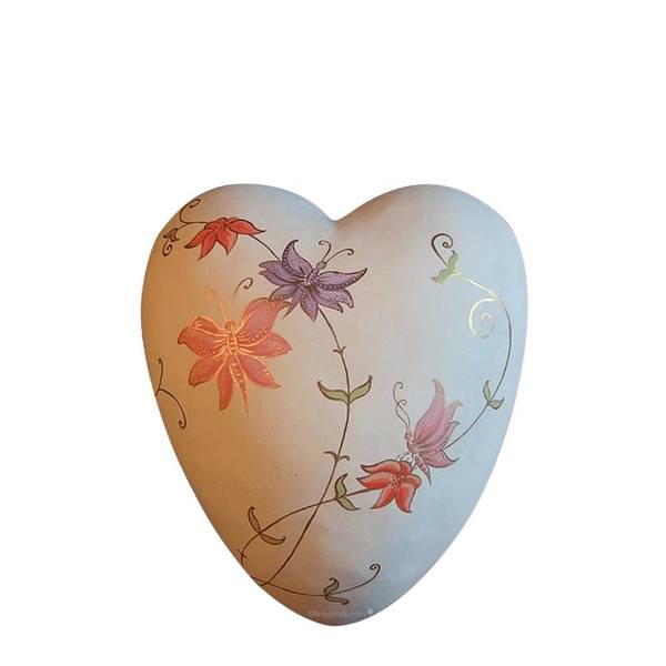 Butterflies Ceramic Keepsake Heart Urn