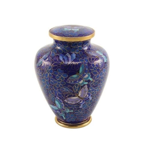 Butterfly Blue Small Cloissone Cremation Urn