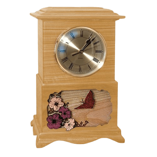 Butterfly Clock Oak Cremation Urn