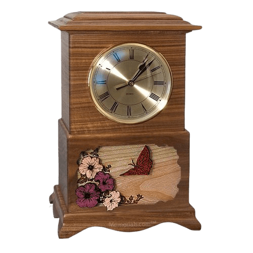 Butterfly Clock Walnut Cremation Urn