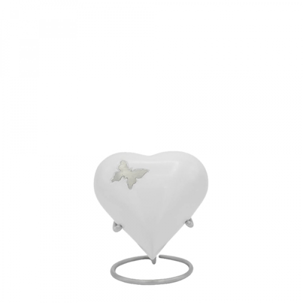 Butterfly Flutter White Heart Keepsake Urn