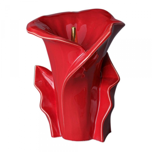 Calla Lily Red Ceramic Urn