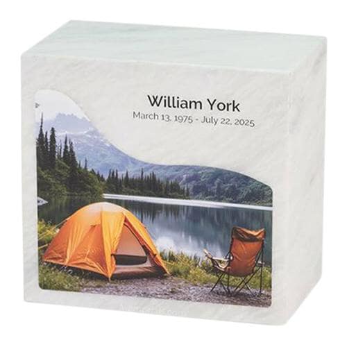 Camping By the Lake Marble Cremation Urn
