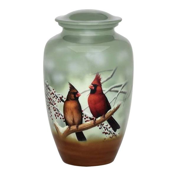 Cardinal Love Metal Urn