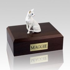 Oriental White Cat Cremation Urns