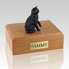 Black Sitting Cat Cremation Urns