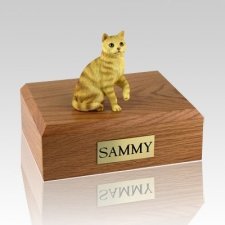 Tabby Red Sitting Cat Cremation Urns