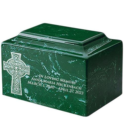 Celtic Cross Evergreen Marble Urn