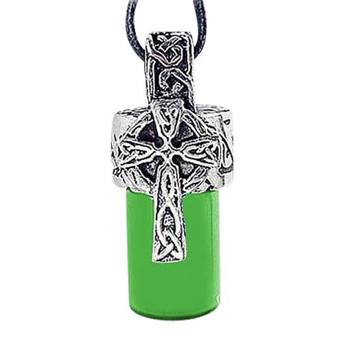 Celtic Cross Green Urn Necklace