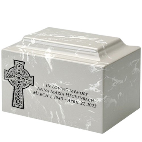 Celtic Cross Silver Marble Urn