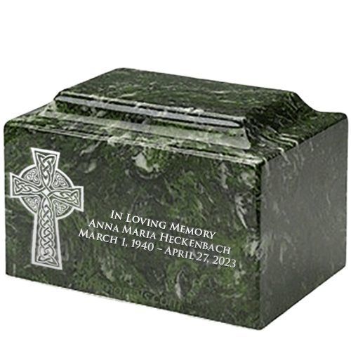 Celtic Cross Verde Marble Urn