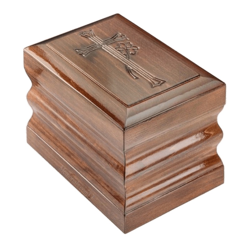 Cherry Cross Wood Cremation Urn