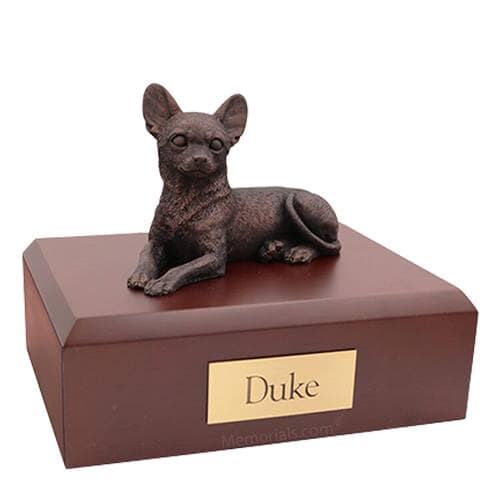 Chihuahua Bronze Lying Large Dog Urn