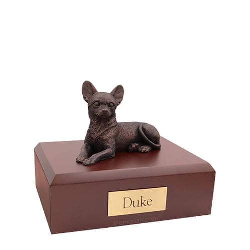 Chihuahua Bronze Lying Small Dog Urn