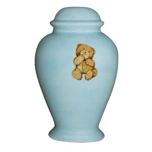 Blue Teddy Bear Cremation Urn