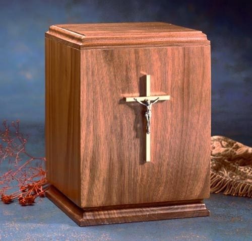 Classic Crucifix Wood Cremation Urn