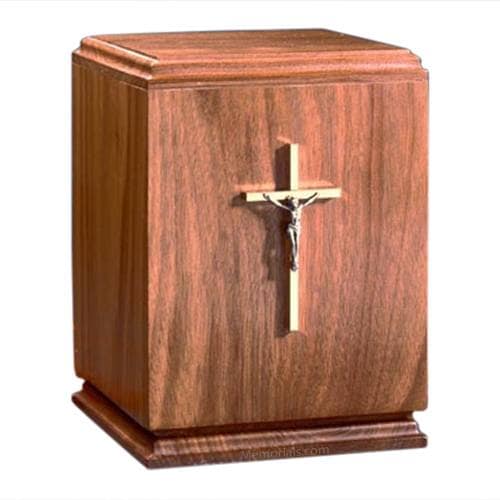 Classic Crucifix Wood Cremation Urn