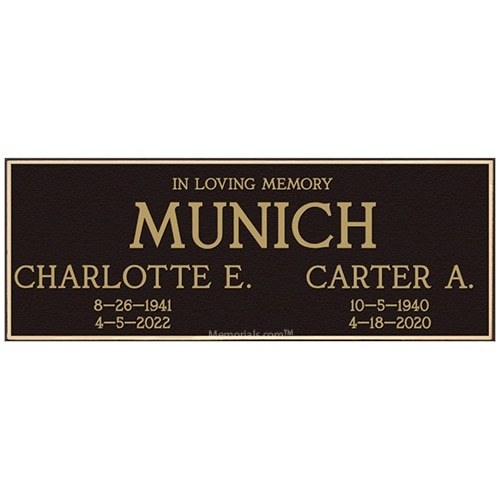 Classic Crypt Memorial Niche Plaque for Two