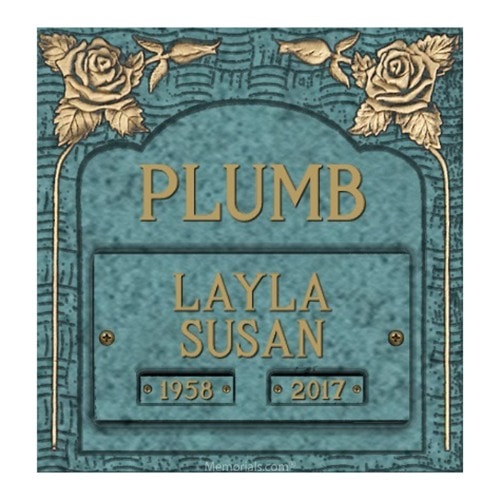 Classic Rose Cremation Bronze Plaque 11.5 x 12