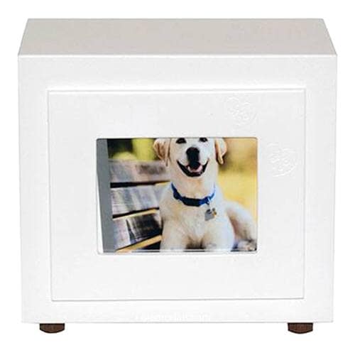 Classic White Paw Large Photo Pet Urn Classic White Paw Large Photo Pet Urn