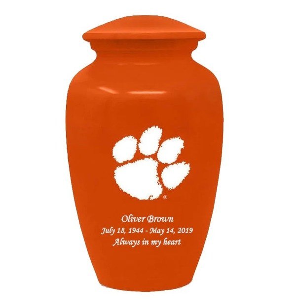 Clemson University Tigers Orange Cremation Urn