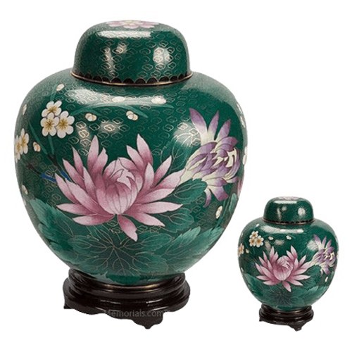 Green Copper Cloisonne Cremation Urns
