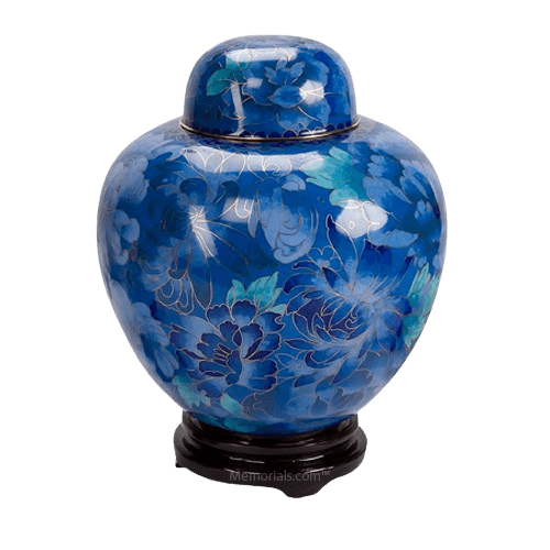 Blue Copper Cloisonne Cremation Urn