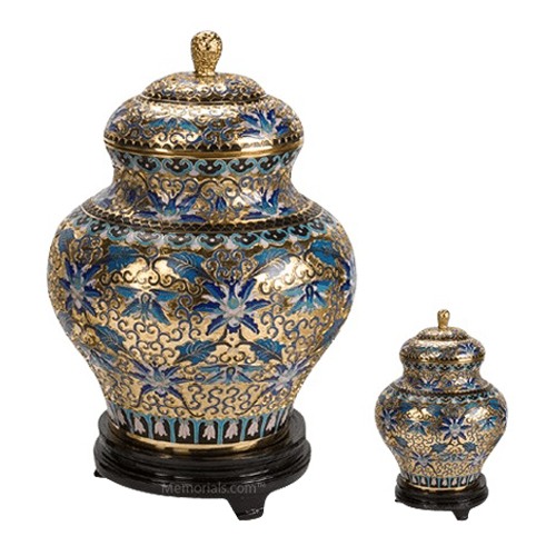 Gold Copper Cloisonne Cremation Urns