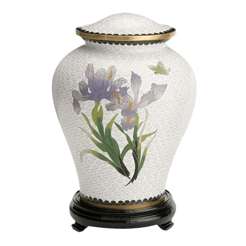 White Iris Companion Cloisonne Urn