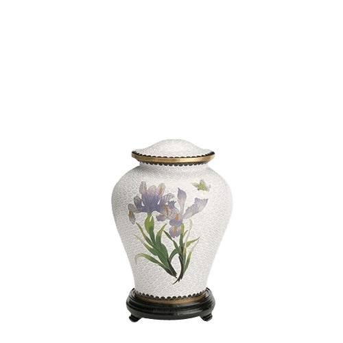 White Iris Small Cloisonne Urn