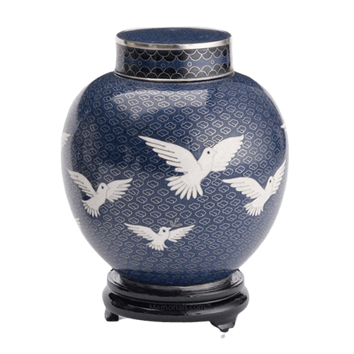 Peace Doves Large Cloisonne Urn