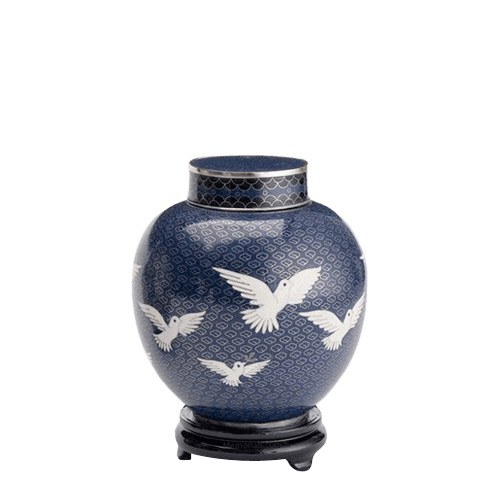 Peace Doves Medium Cloisonne Urn