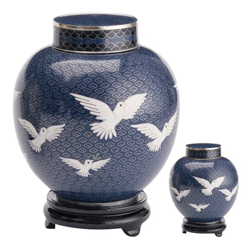 Peace Doves Cloisonne Cremation Urns