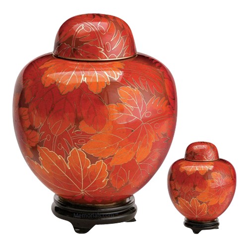 Fall Leaf Cloisonne Cremation Urns