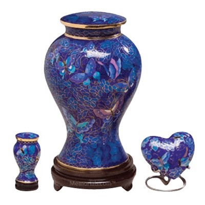 Indigo Butterfly Cloisonne Cremation Urns