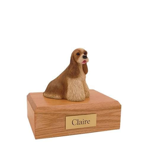 Cocker Spaniel Buff Sitting Small Dog Urn