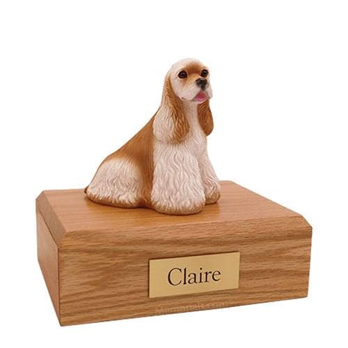 Cocker Spaniel Buff White Large Dog Urn