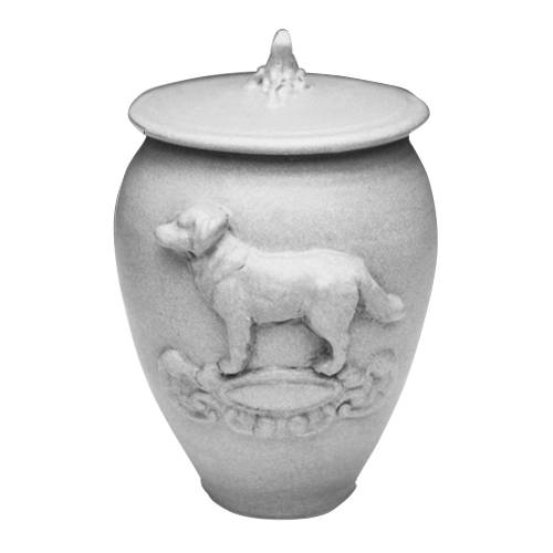 Doggy White Ceramic Cremation Urn