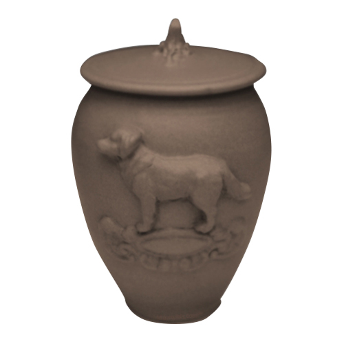 Doggy Soft Brown Ceramic Cremation Urn