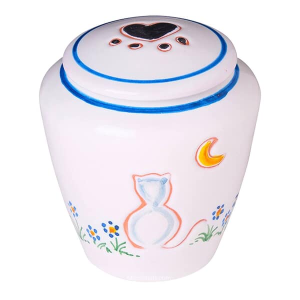 Colorful Night Kitty Large Cremation Urn