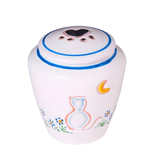 Colorful Night Kitty Small Cremation Urn