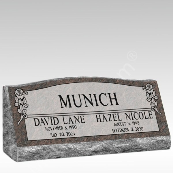 Corner Roses Granite Slant Grave Markers