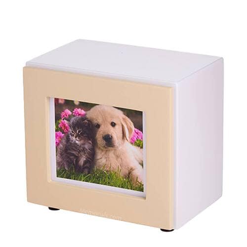 Cream Small Photo Pet Urn