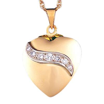 Diamond Ribbon Heart Keepsake Pendant