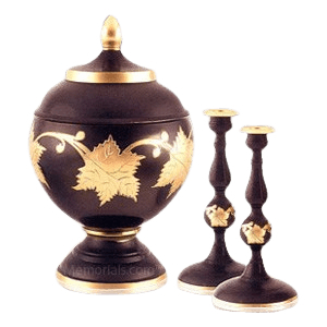 Ebony Leaf Memorial Cremation Urn Set