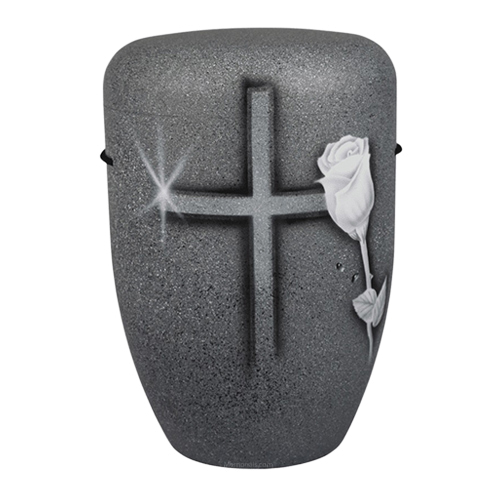 Cross and Rose Cremation Urn
