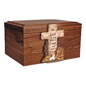 Cross Figurine Wood Cremation Urn